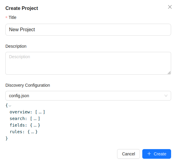 Specifying a discovery at project creation.